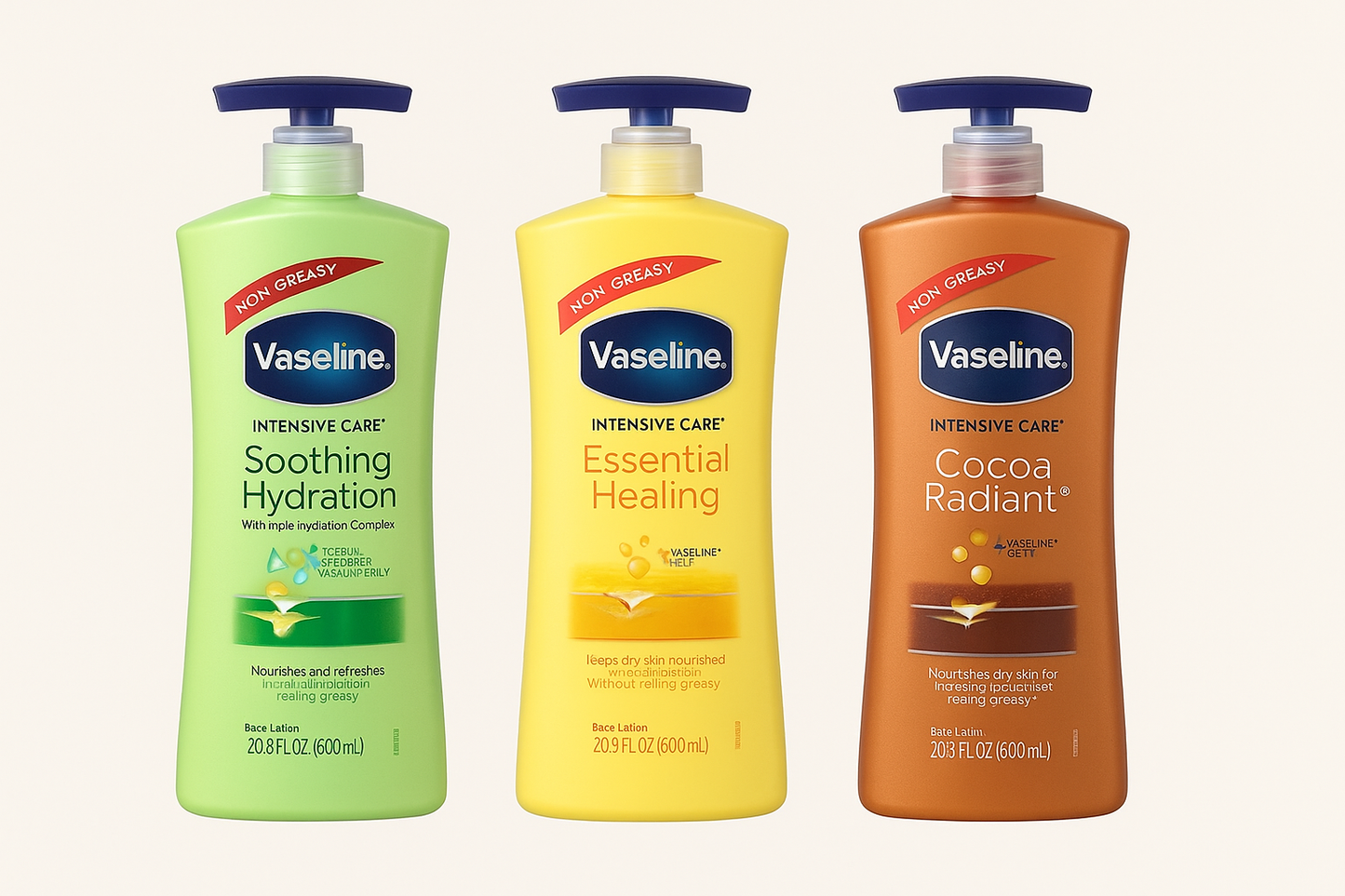 Lot de 3 Lotions Vaseline Intensive Care – 600 ml