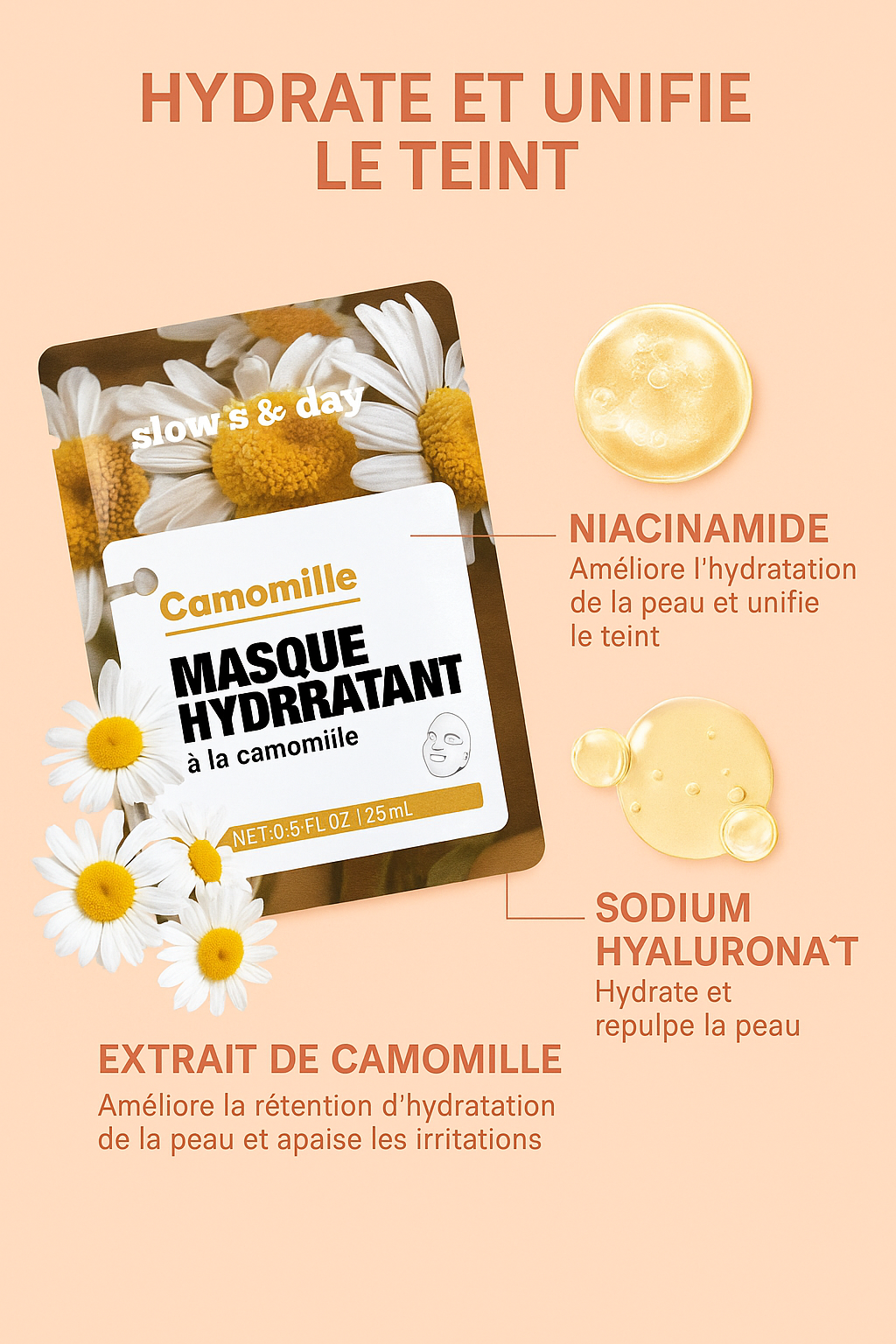 Masques visage hydratants – Naturels & efficaces (Aloe Vera, Camomille, Centella, thé vert)