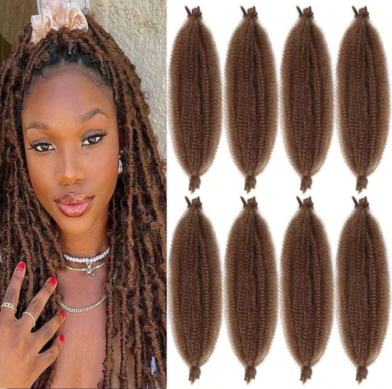 1 Paquets De Cheveux Torsadés Afro Bouclés, Cheveux Tressés Marley À Torsion De Printemps Pré-frisés Pour Cheveux Faux Locs ™