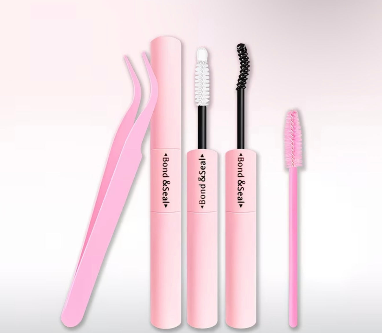Kit lash Bond & Seal 3-en-1 « Colle, Fixateur & remover + pince pour extensions de cils »
