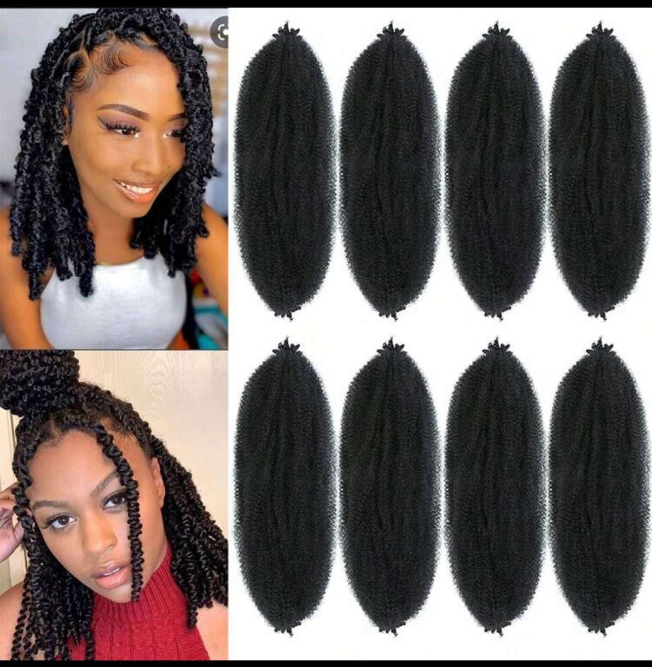 1 Paquets De Cheveux Torsadés Afro Bouclés, Cheveux Tressés Marley À Torsion De Printemps Pré-frisés Pour Cheveux Faux Locs ™