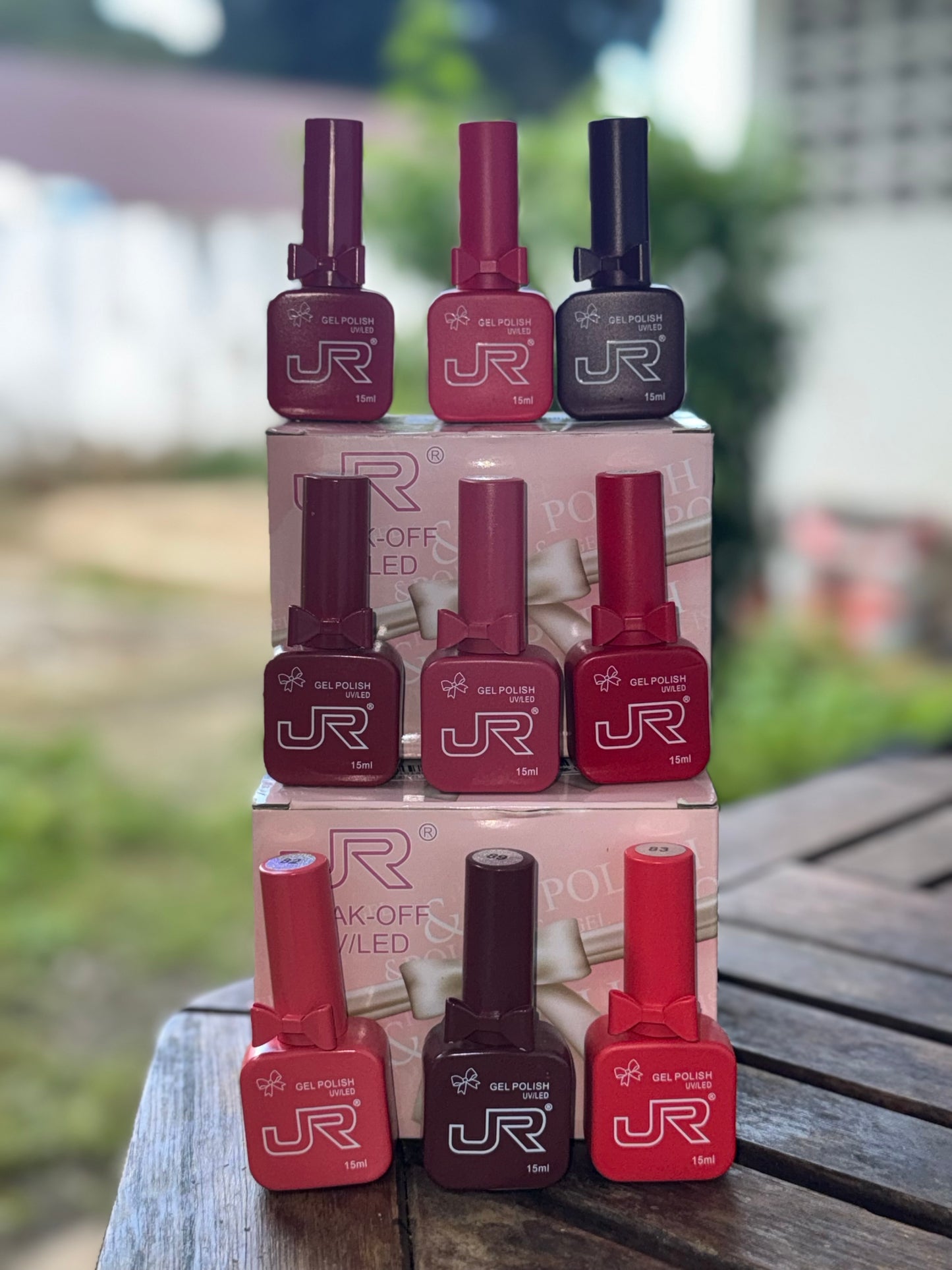 Kit Vernis Semi-Permanent JR® – UV/LED Soak-Off – Lot de 9 couleurs (15 ml)