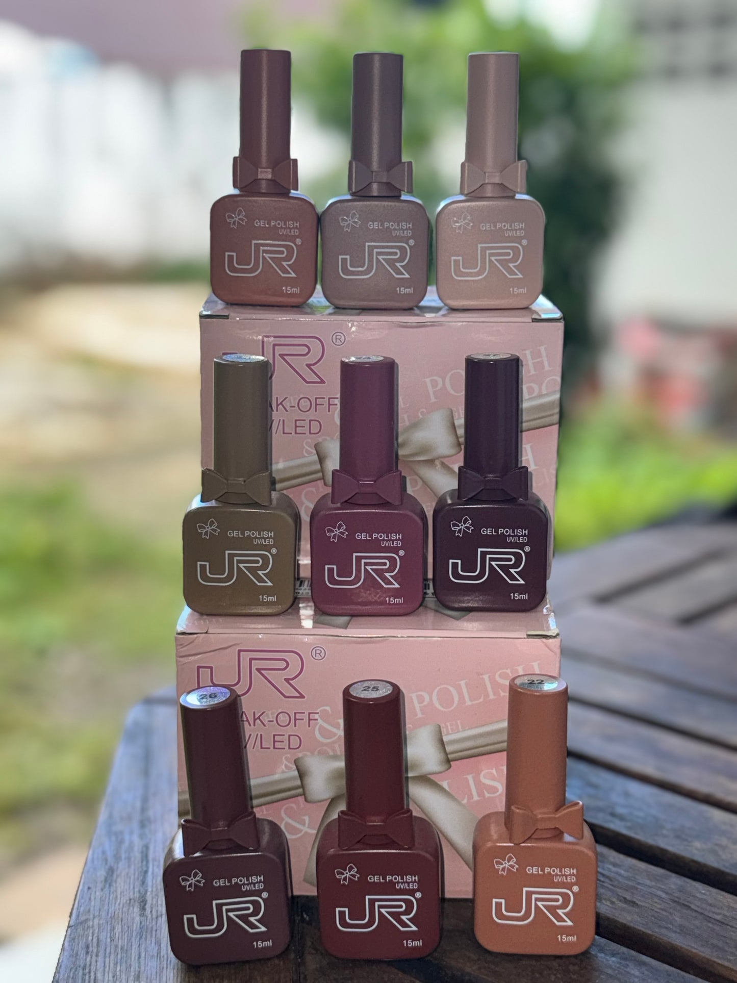 Kit Vernis Semi-Permanent JR® – UV/LED Soak-Off – Lot de 9 couleurs (15 ml)