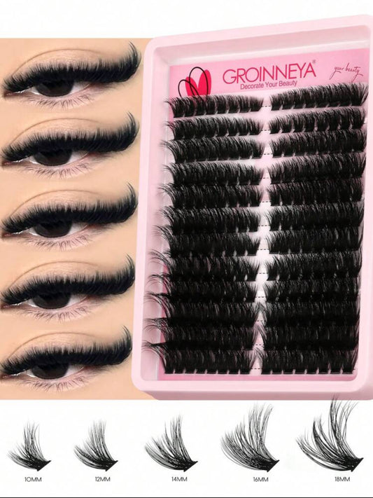 Cils Cluster Multi-Longueurs GROINNEYA – Effet Naturel Volume XXL