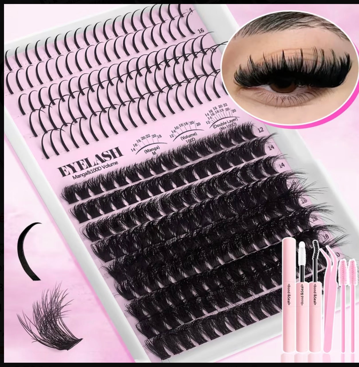 Kit faux cils volume Pro + Outils-effet extension regard intense