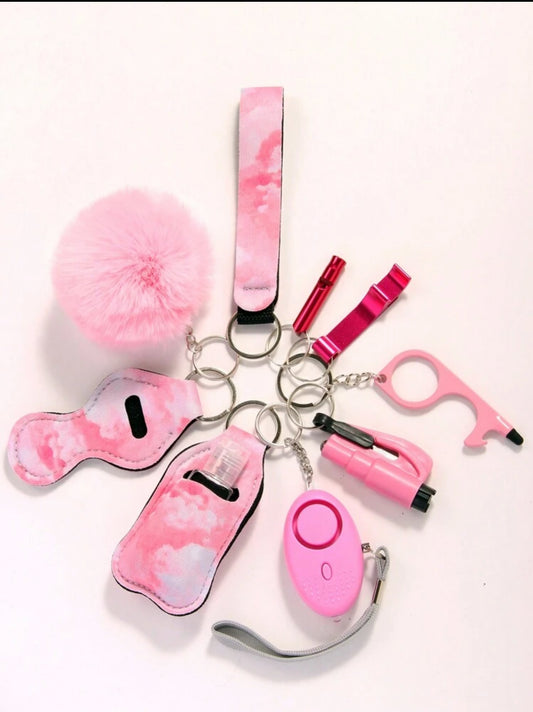Kit Porte-Clés Sécurité & Accessoires - Rose Pastel Nuage