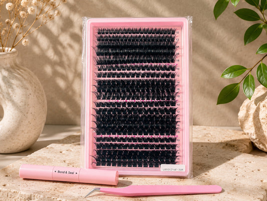 Kit faux cils en touffes DIY - volume 80D à 160D effet naturel & Glam
